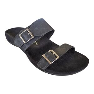 Vionic Ossa Black Buckle Slide Sandals - Orthotic Support
